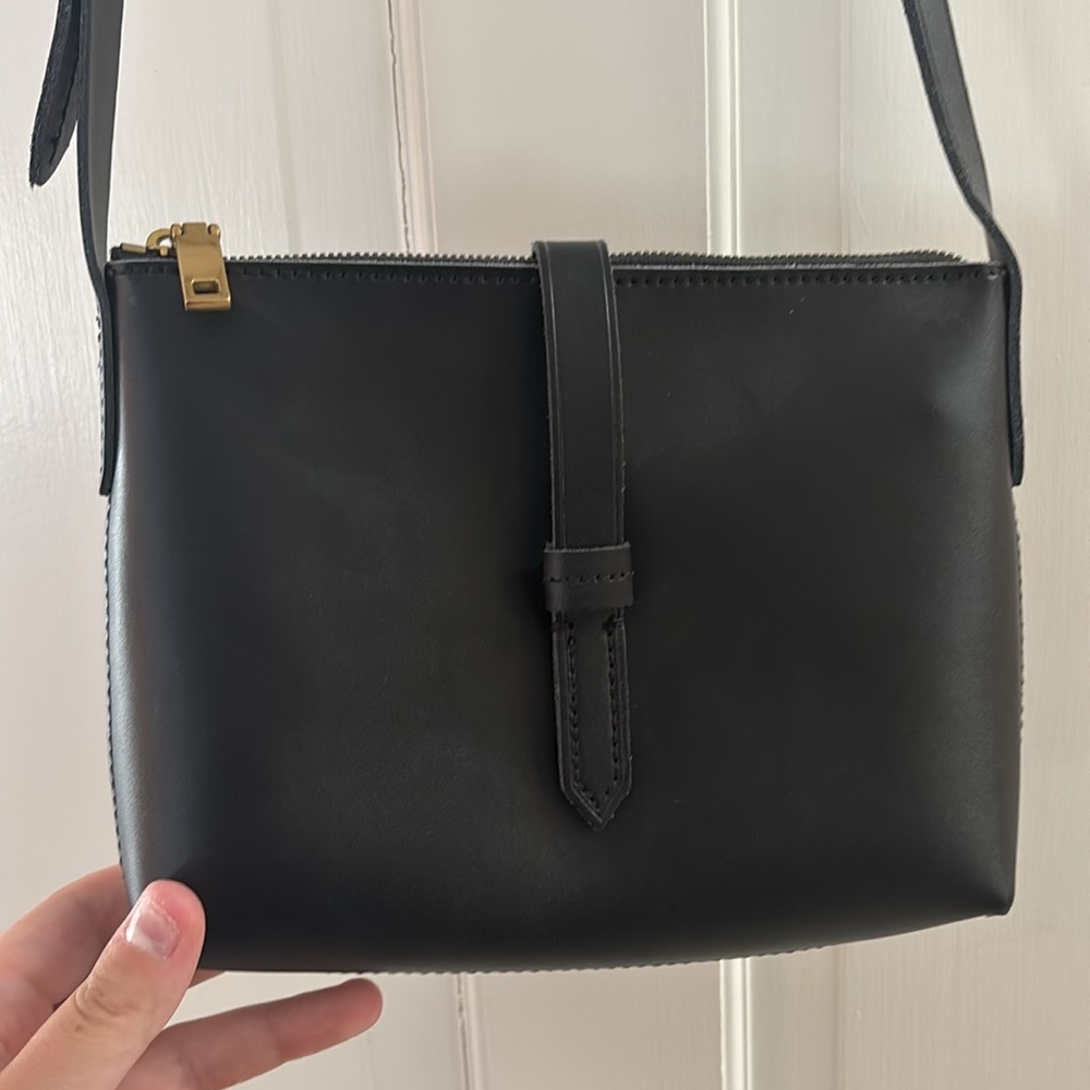 Jcrew black leather crossbody bag